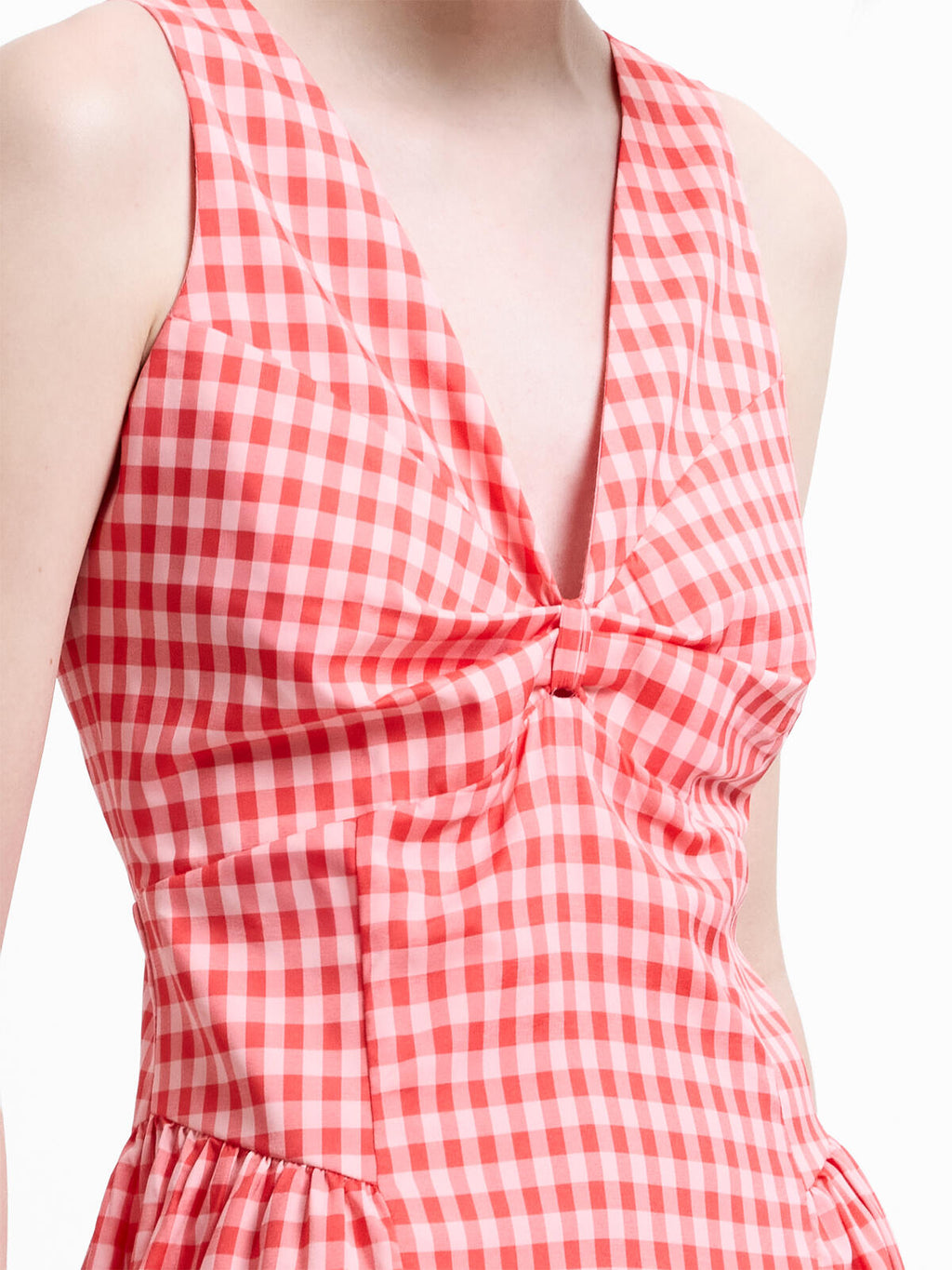 French Connection Sheila Voluminous Midi Dress in Watermelon Red