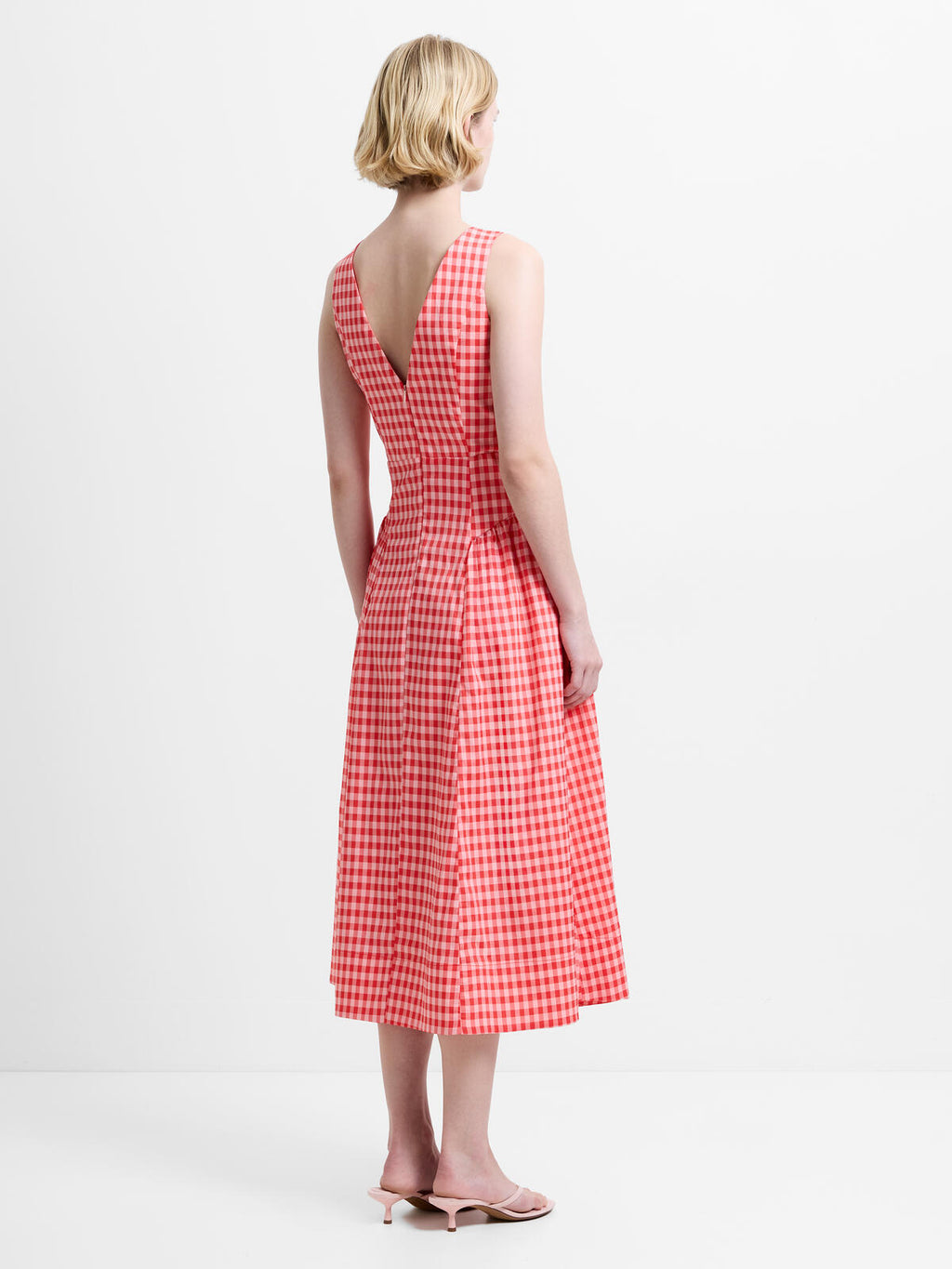 French Connection Sheila Voluminous Midi Dress in Watermelon Red