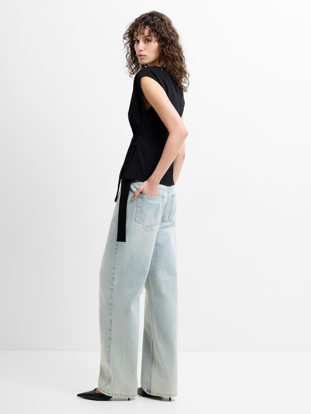 French Connection Zion Jersey Belted Shift Top in Black - 769C5