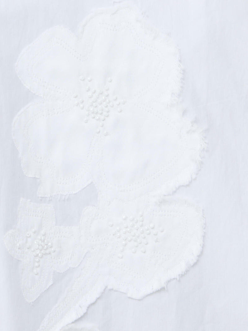 French Connection Cambria Cotton Embellished Shirt in Linen White - 72ZBK