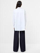 French Connection Cambria Cotton Embellished Shirt in Linen White - 72ZBK