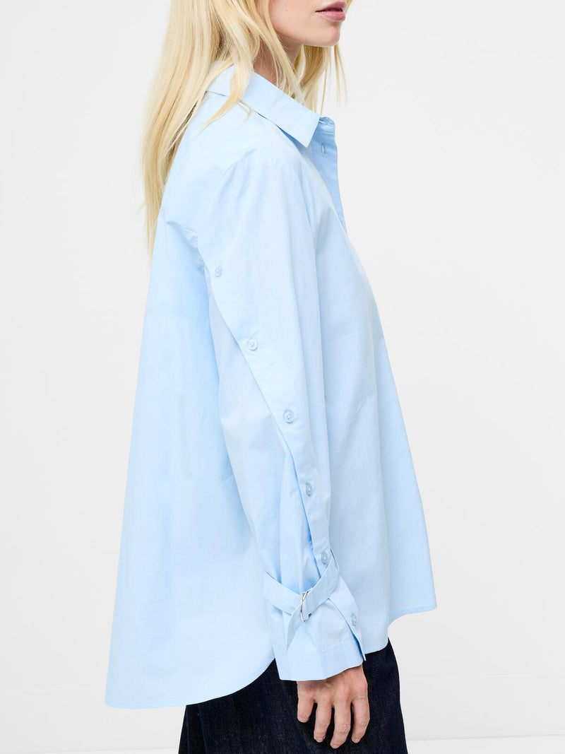 French Connection Cambria Longline Side Slit Shirt in Arctic Blue - 72ZAC