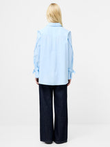 French Connection Cambria Longline Side Slit Shirt in Arctic Blue - 72ZAC