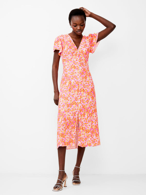 French Connection Cass Delphine Midi Dress-Persimmon-71WEK