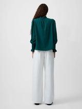 French Connection Crepe Light High Neck Top-Forest Green-72XEB