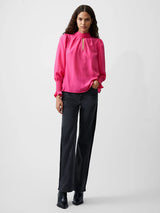 French Connection Crepe Light High Neck Top-Luminous Pink-72XEB