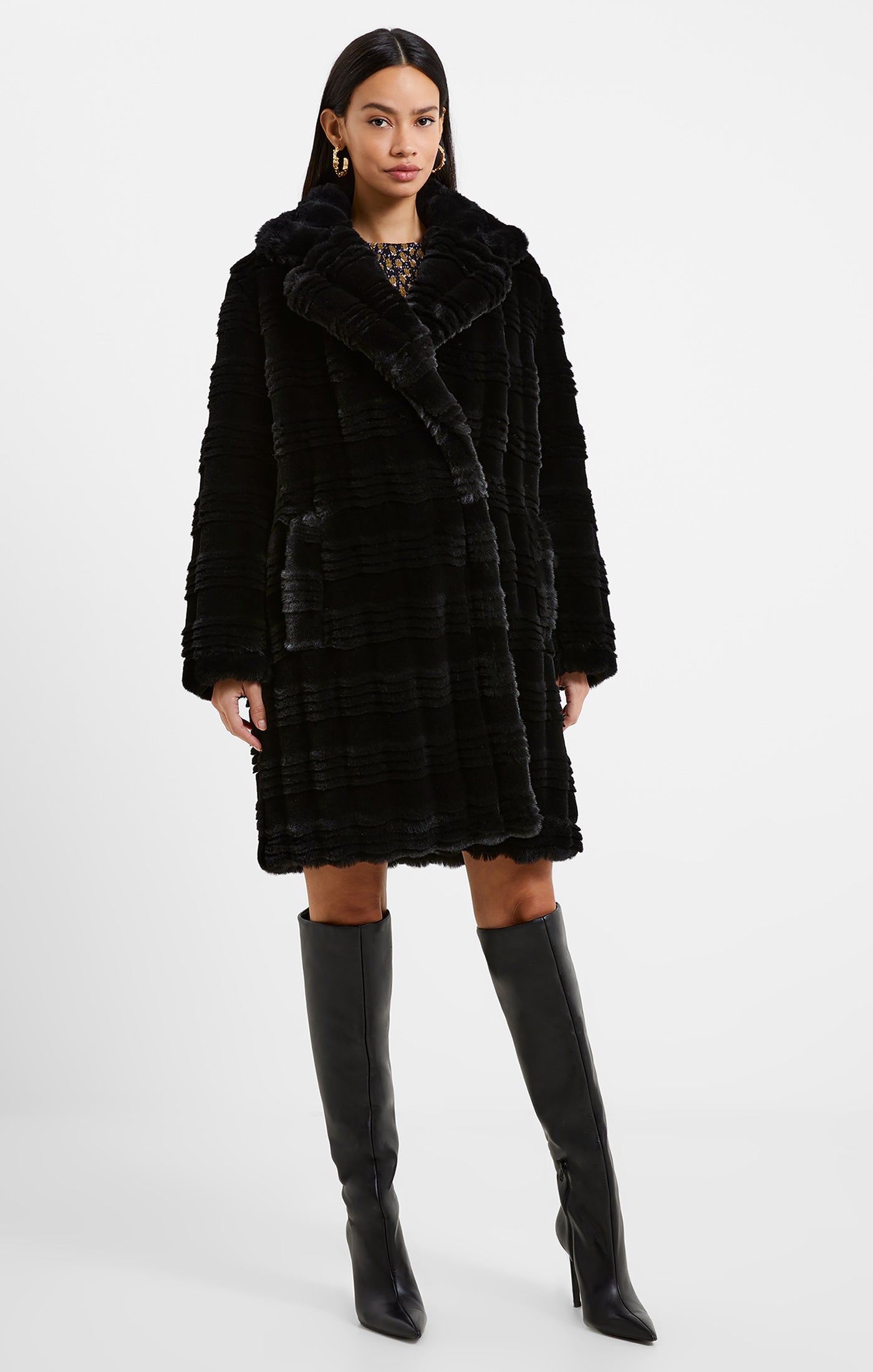 french connection daryn faux fur coat blackout evalucia boutique perth scotland