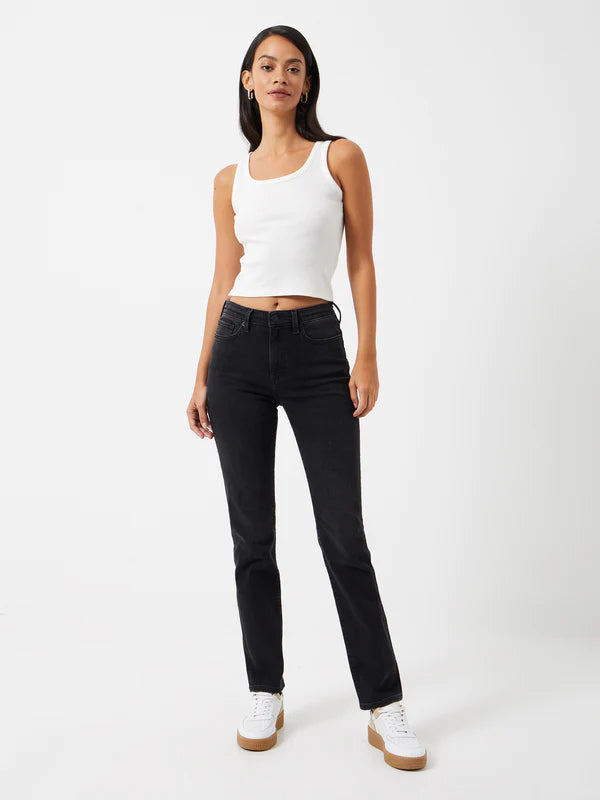 french connection denim stretch straight leg slim jeans black evalucia boutique perth scotland