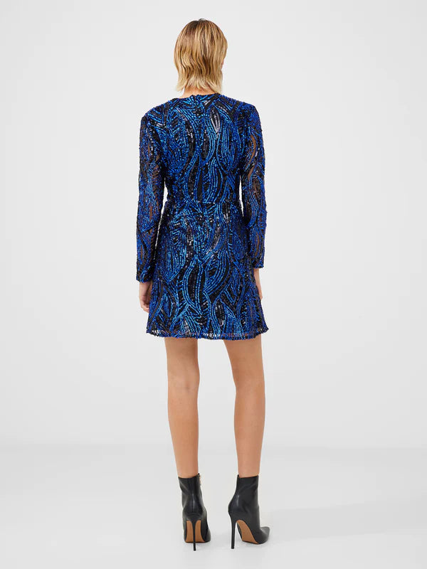 French Connection Deniz Embellished LS Mini Dress-Surf The Web Eva Lucia French Connection Deniz Embellished LS Mini Dress-Surf The Web Eva Lucia