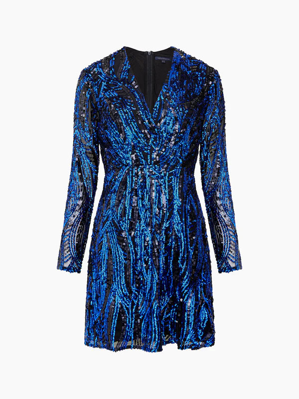 french connection long sleeve sequin dress $495 French Connection Women's Black Sequin V-Neck Long-Sleeve Mini Dress Size 0