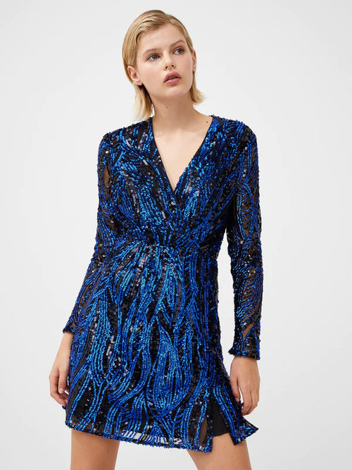 deniz mini dress French Connection Deniz Embellished LS Mini Dress-Surf The Web – Eva Lucia