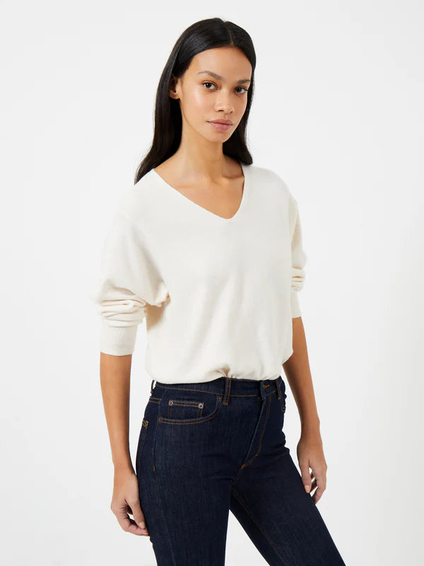 French Connection Ebba Vhari V Neck Jumper-Oatmeal Melange-78KZI