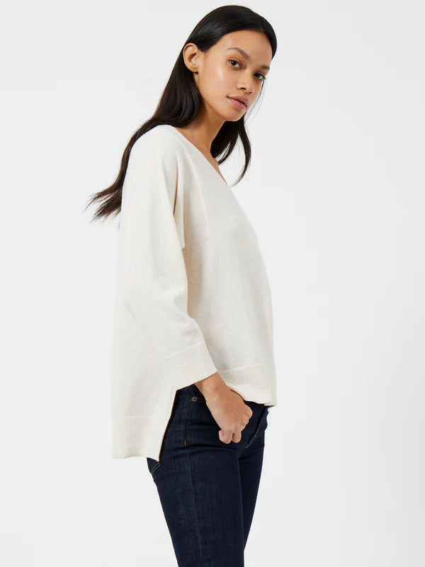 French Connection Ebba Vhari V Neck Jumper Oatmeal Melange Eva Lucia