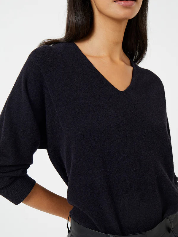 French Connection Ebba Vhari V Neck Jumper Utility Blue Eva Lucia