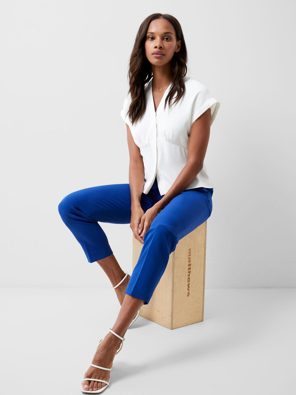 french connection echo tapered trouser cobalt blue evalucia boutique perth scotland