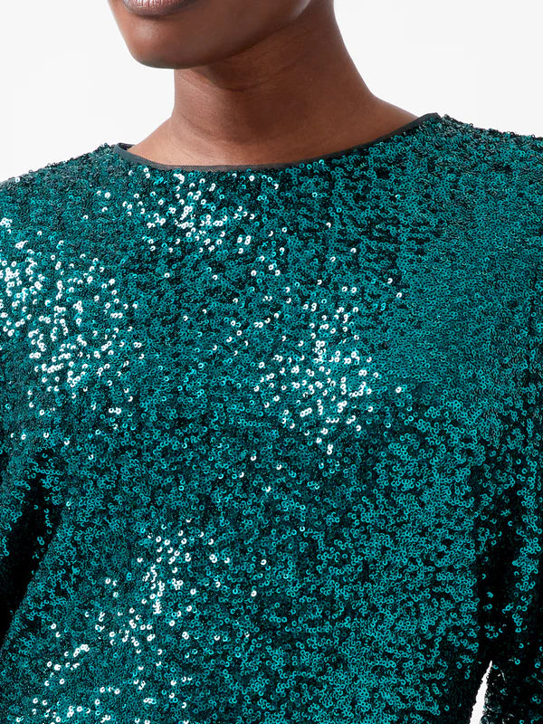 French Connection Elena Sequin Bow Back Dress-Forest-71XOZ
