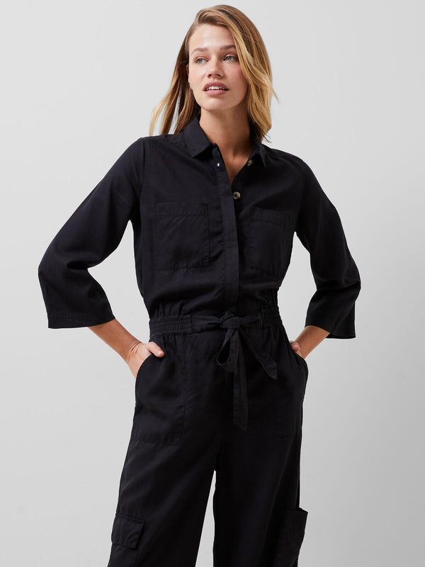 French Connection Elkie Twill Jumpsuit-Black Ash-7UWAD