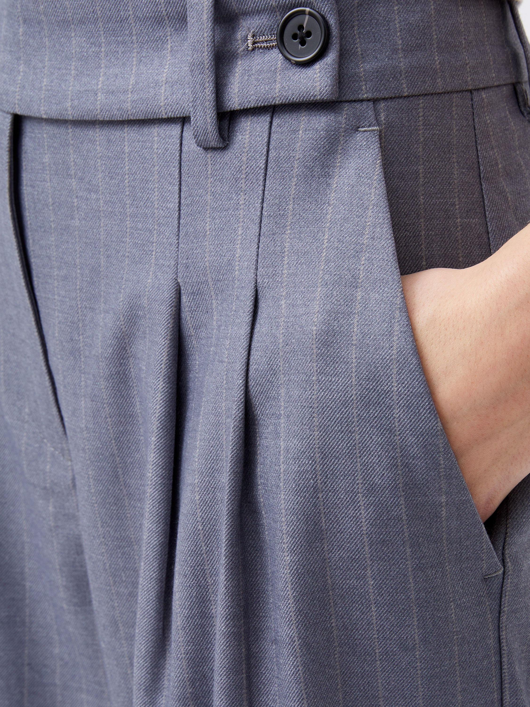 French Connection Fiorella Pin Stripe Trousers-Grey-74XAW