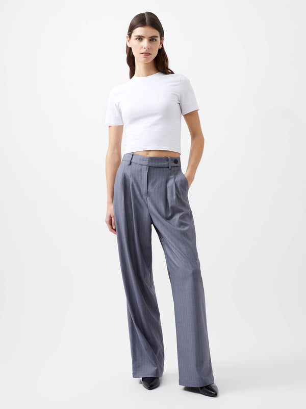 french connection fiorella pin stripe trousers grey evalucia boutique perth scotland