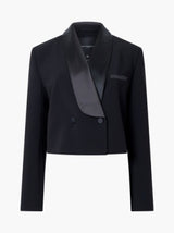 French Connection Gemma Carey Satin Tuxedo Blazer-Blackout-75XND