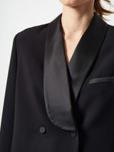 French Connection Gemma Carey Satin Tuxedo Blazer-Blackout-75XND