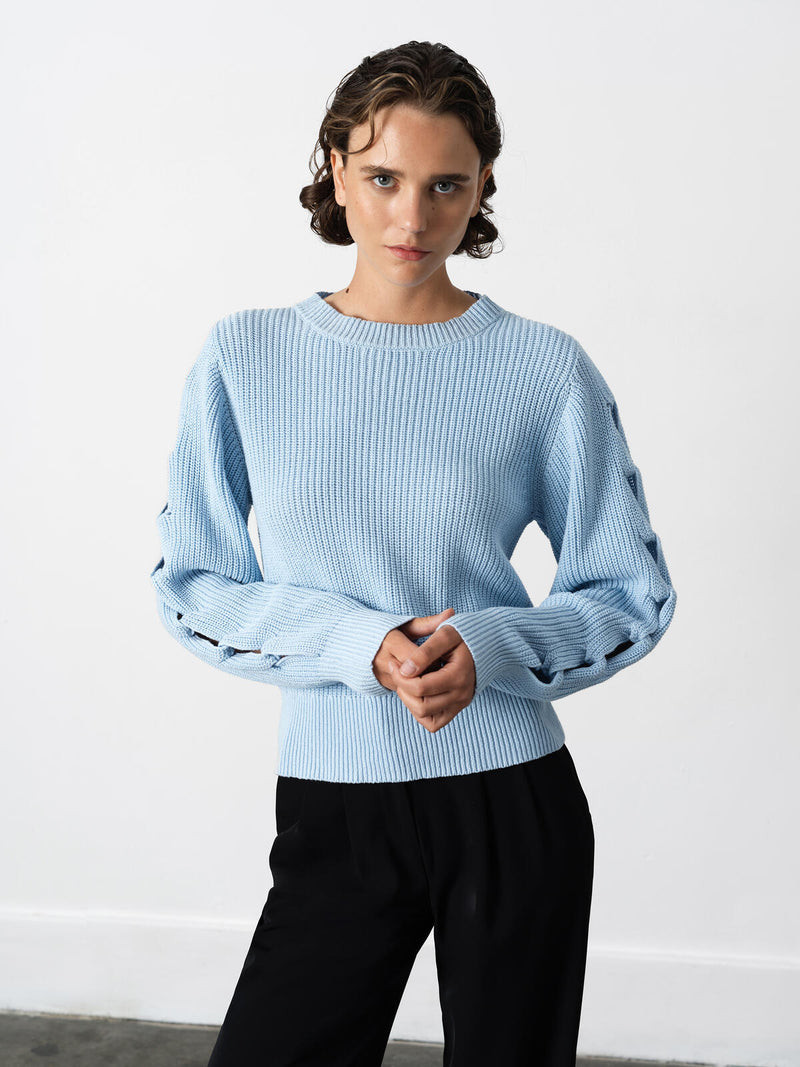 French Connection Glinda Braid Jumper in Arctic Blue - 78ZAO