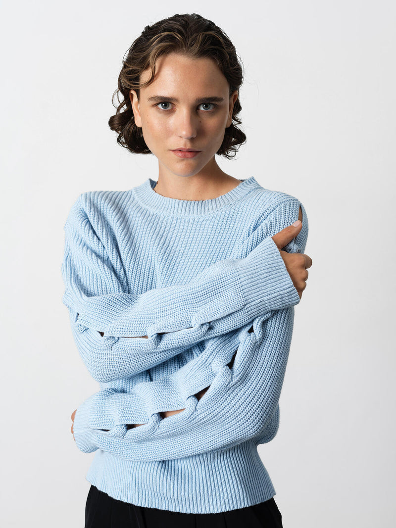 French Connection Glinda Braid Jumper in Arctic Blue - 78ZAO
