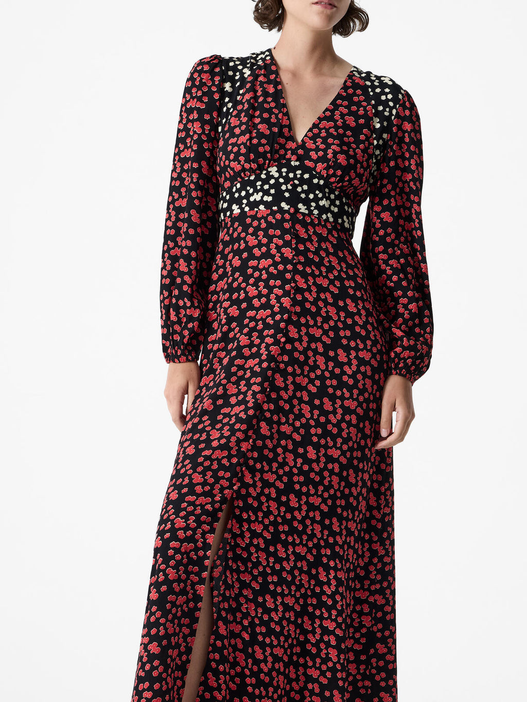 French Connection Harriet Delphine Midi Dress in Brick Multi - 71ZBM