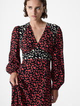 French Connection Harriet Delphine Midi Dress in Brick Multi - 71ZBM