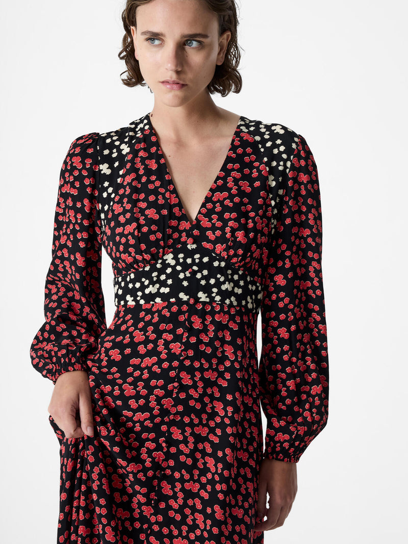 French Connection Harriet Delphine Midi Dress in Brick Multi - 71ZBM