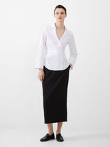 French Connection Isabelle Poplin Asymmetric Shirt-Linen White-72NZO