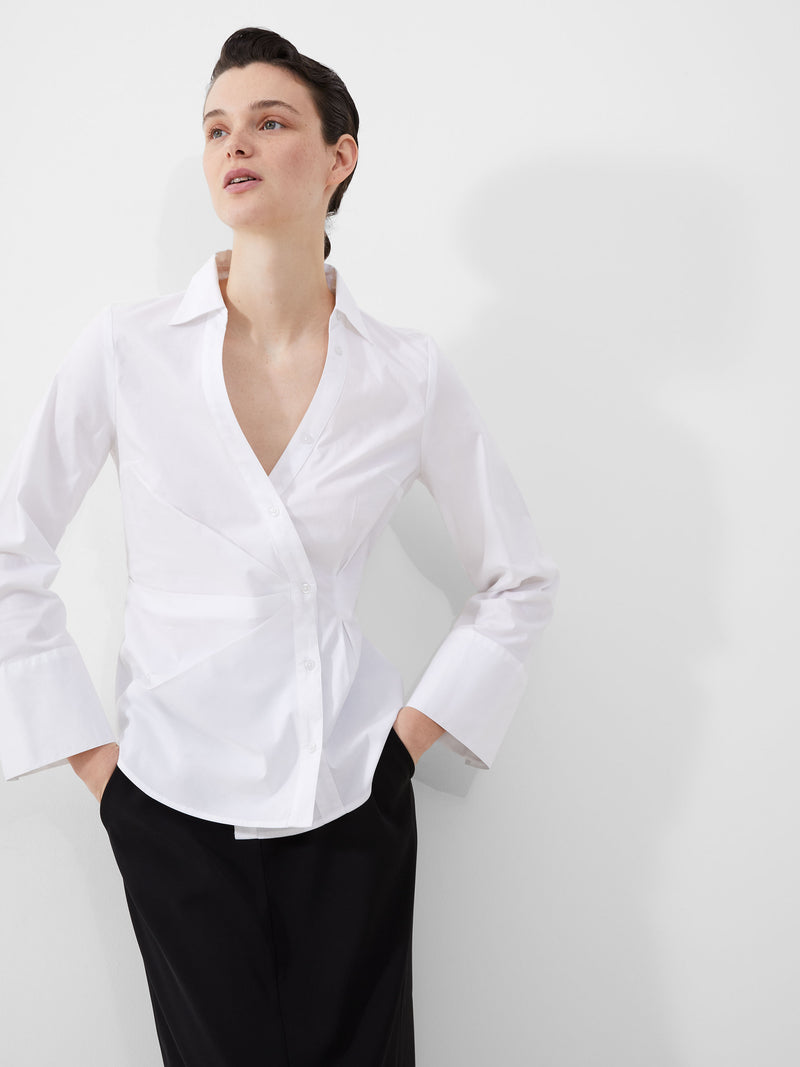 french connection isabelle poplin asymmetric shirt linen white evalucia boutique perth scotland