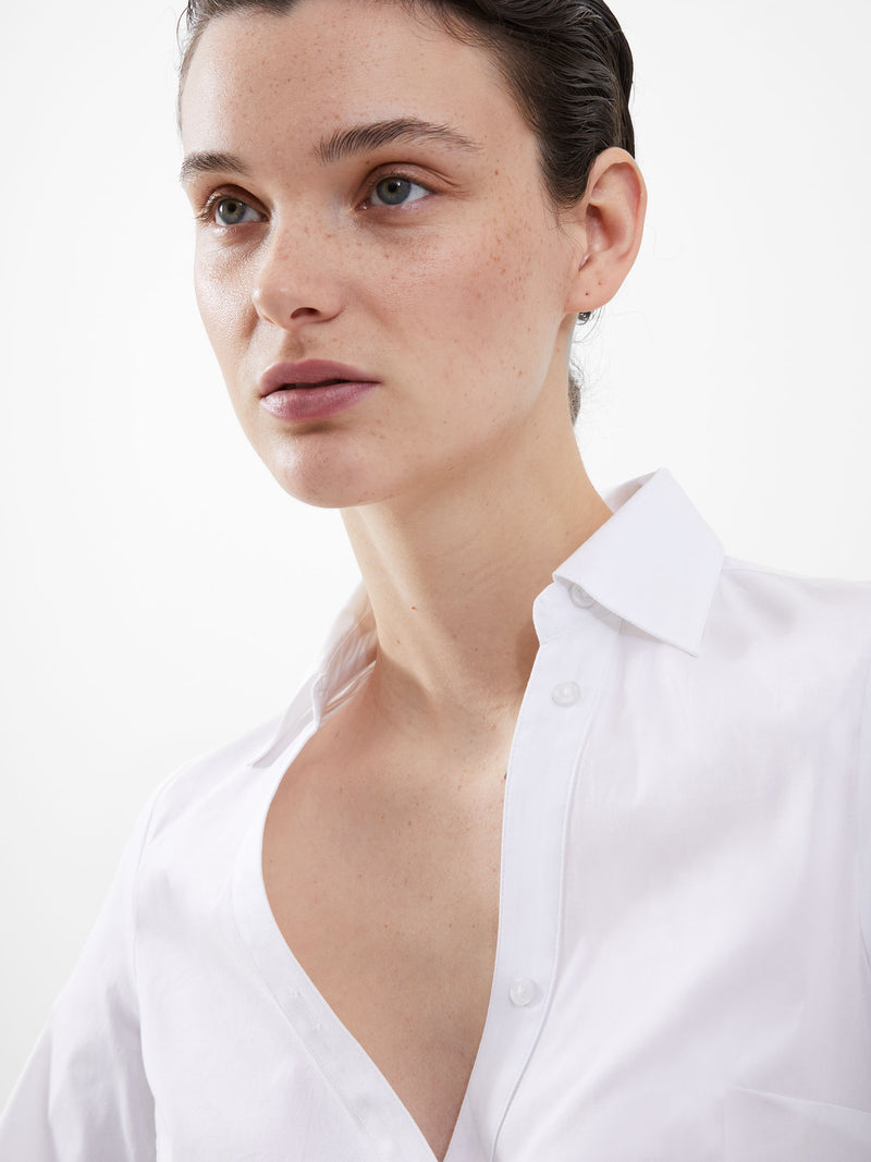 French Connection Isabelle Poplin Asymmetric Shirt-Linen White-72NZO