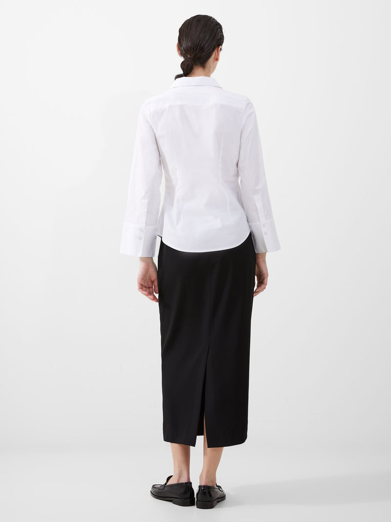 French Connection Isabelle Poplin Asymmetric Shirt-Linen White-72NZO