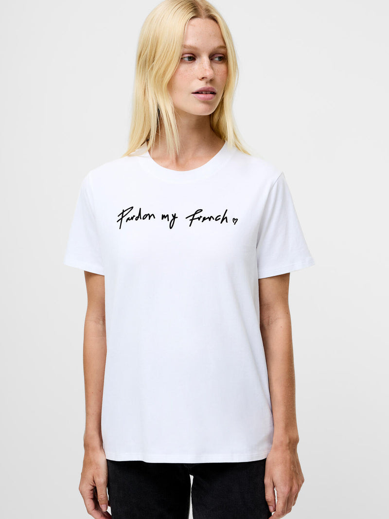 French Connection Pardon My French Short Sleeved T-Shirt in White - 76ZBF