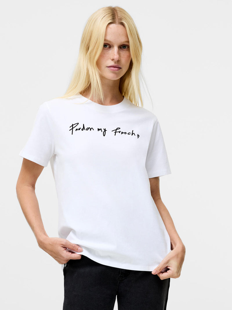 French Connection Pardon My French Short Sleeved T-Shirt in White - 76ZBF