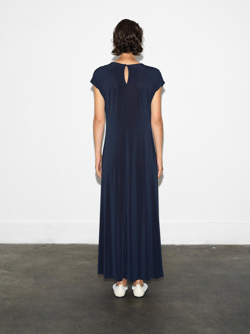 French Connection Samira Jersey Gathered Midi Dress in Navy - 71ZAZ