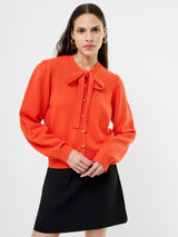 French Connection Varli Tie Neck Cardigan in Flame Orange - 78ZCW