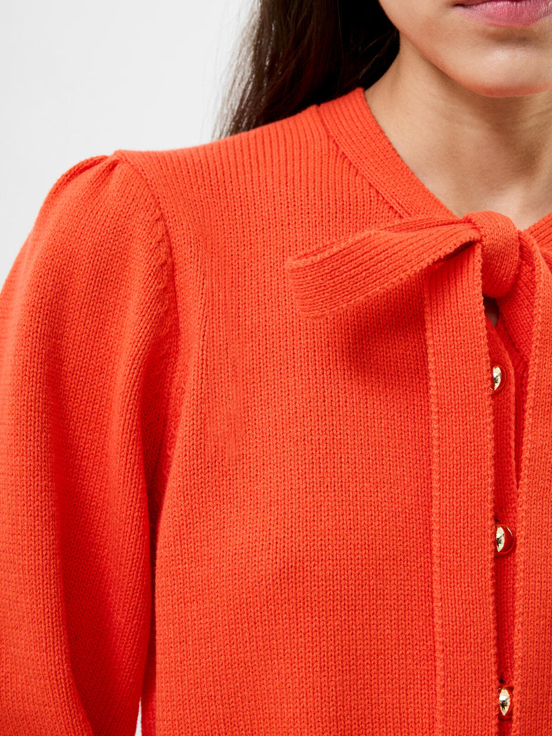 French Connection Varli Tie Neck Cardigan in Flame Orange - 78ZCW