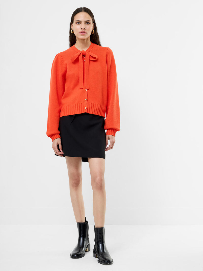 French Connection Varli Tie Neck Cardigan in Flame Orange - 78ZCW