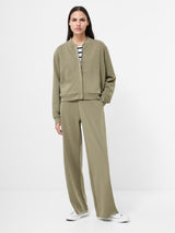French Connection Wren Long Sleeved Zip Through Bomber in Washed Khaki - 75DZR