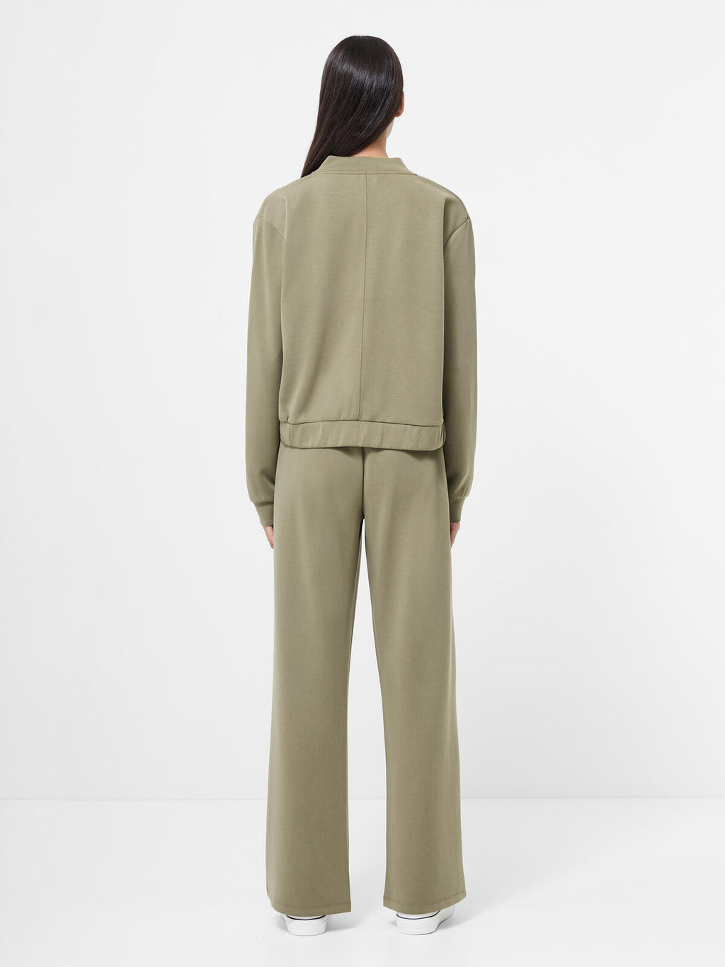 French Connection Wren Long Sleeved Zip Through Bomber in Washed Khaki - 75DZR