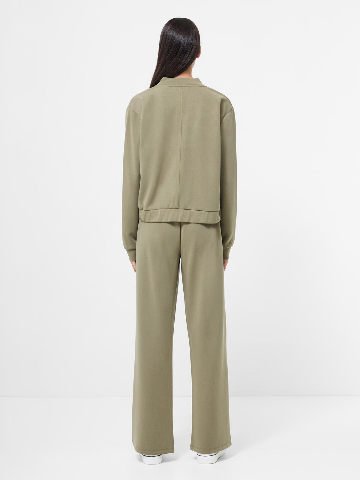 French Connection Wren Long Sleeved Zip Through Bomber in Washed Khaki - 75DZR