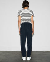 French Connection Wren Side Trim Tie Waist Trousers in Navy Black - 74RZL