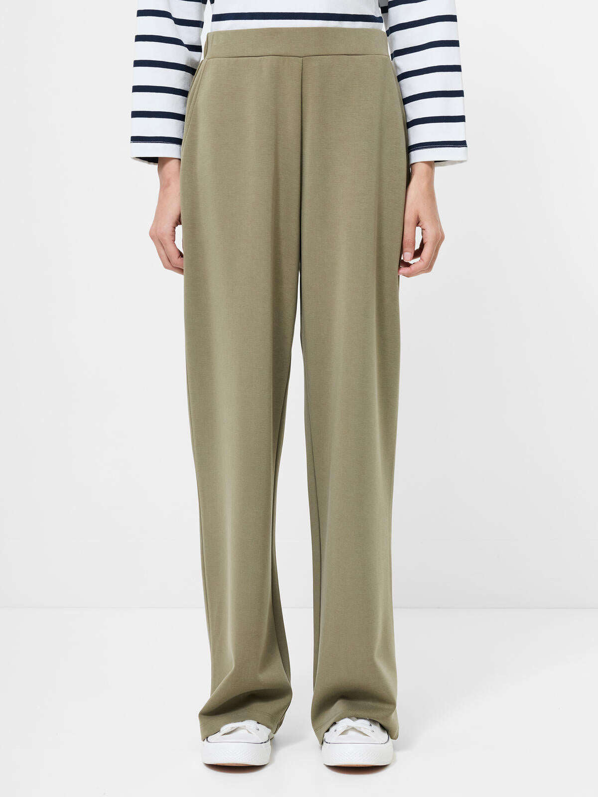 French Connection Wren Slim Straight Trouser in Washed Khaki - 74RZM