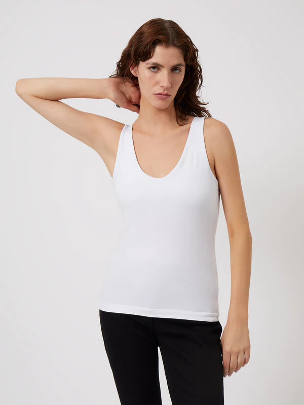 Great Plains  Emily Organic Fitted Tank Top/With support-White-J60ZI