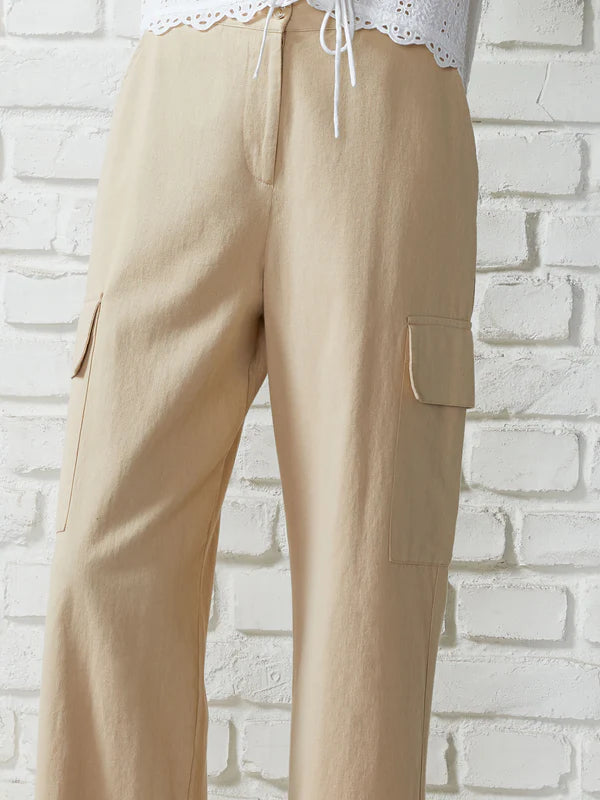 Great Plains Utility Cotton Trousers-Sand-J4WAE
