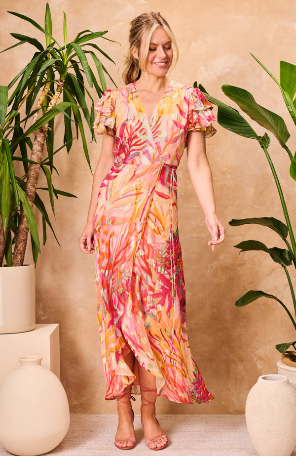 Hope & Ivy Ulla Dress, Maxi Wrap, Tie Waist, EvaLucia Boutique, Perth, Scotland