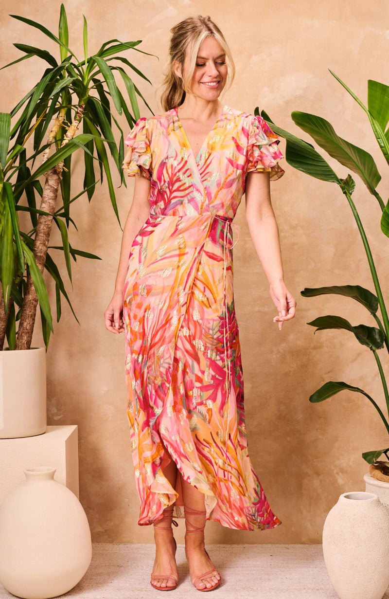 Hope & Ivy Ulla Dress, Maxi Wrap, Tie Waist, EvaLucia Boutique, Perth, Scotland