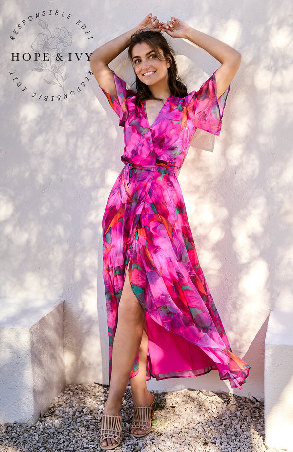Hope And Ivy Corinne Maxi Wrap Dress